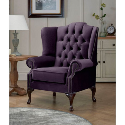 Chesterfield Carlton Flat Wing Armchairs Malta Amethyst 03 from B&Q