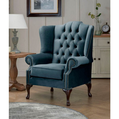 Chesterfield Carlton Flat Wing Armchairs Malta Peacock 04 from B&Q