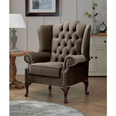Chesterfield Carlton Flat Wing Armchairs Malta Mushroom 07 from B&Q