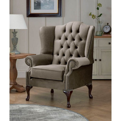 Chesterfield Carlton Flat Wing Armchairs Malta Taupe 08 from B&Q
