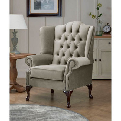 Chesterfield Carlton Flat Wing Armchairs Malta Putty 09 from B&Q