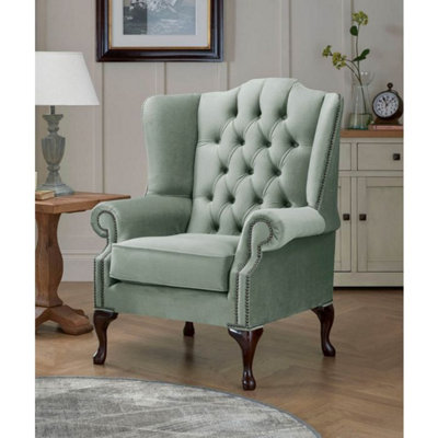 Chesterfield Carlton Flat Wing Armchairs Malta Seaspray 11 from B&Q