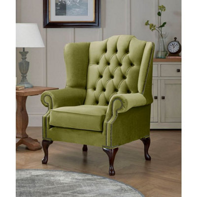 Chesterfield Carlton Flat Wing Armchairs Malta Grass 12 from B&Q