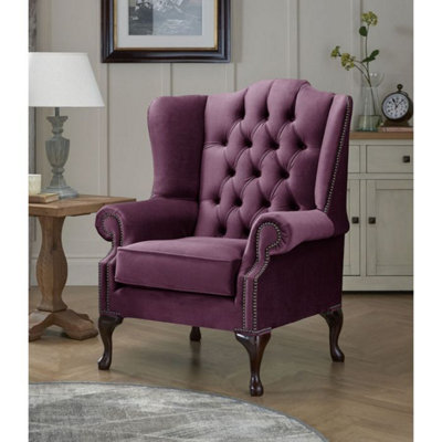 Chesterfield Carlton Flat Wing Armchairs Malta Purple 01 from B&Q