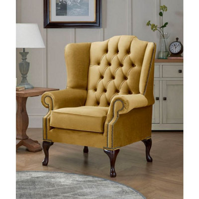 Chesterfield Carlton Flat Wing Armchairs Malta Gold 13 from B&Q