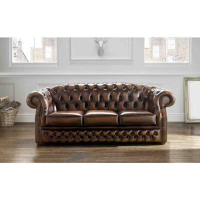 Chesterfield Cambridge Settee Real Leather from B&Q