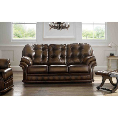 Chesterfield Hampton Settee Real Leather from B&Q