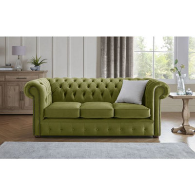 Chesterfield 3 Seater Fabric Malta Grass 12 Sofa from B&Q