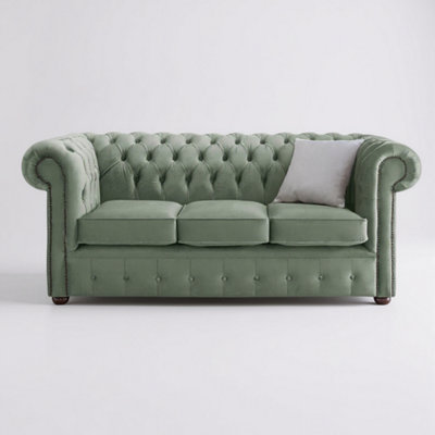 Chesterfield 3 Seater Fabric Malta Seaspray 11 Sofa from B&Q
