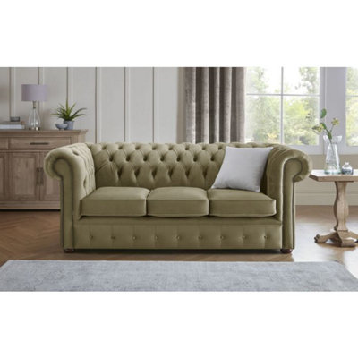 Chesterfield 3 Seater Fabric Malta Parchment 10 Sofa from B&Q