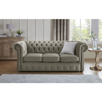 Chesterfield 3 Seater Fabric Malta Putty 09 Sofa from B&Q