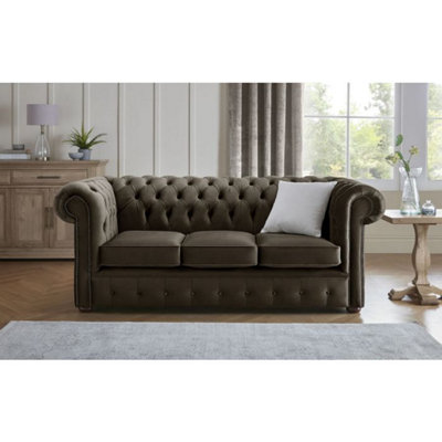 Chesterfield 3 Seater Fabric Malta Mushroom 07 Sofa from B&Q