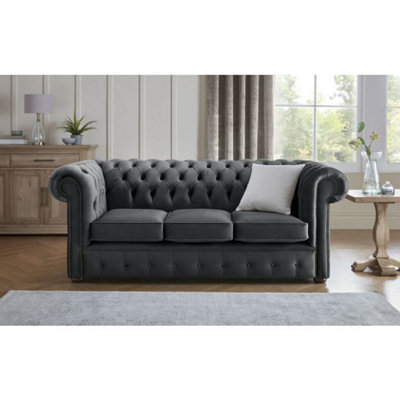 Chesterfield 3 Seater Fabric Malta Slate 05 Sofa from B&Q