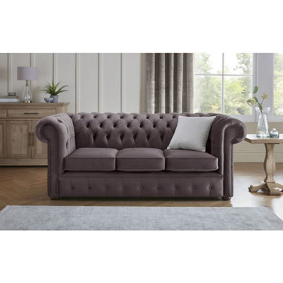 Chesterfield 3 Seater Fabric Malta 02 Lavender Sofa from B&Q