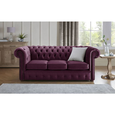 Chesterfield 3 Seater Fabric Malta Purple 01 Sofa from B&Q