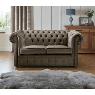 Chesterfield 2 Seater Fabric Malta Putty 09 Sofa from B&Q