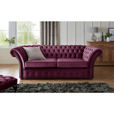 Chesterfield Beaumont 3 Seater Sofa Malta Boysenberry Purple 01 from B&Q