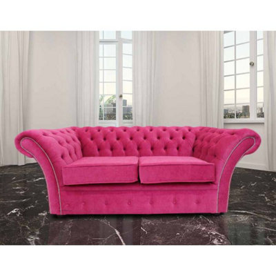 Chesterfield 2 Seater Danza Fuchsia Pink Fabric Sofa Settee In Balmoral Style from B&Q