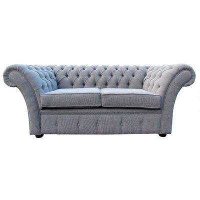 Chesterfield 2 Seater Verity Plain Silver Fabric Sofa Settee Bespoke In Balmoral Style from B&Q