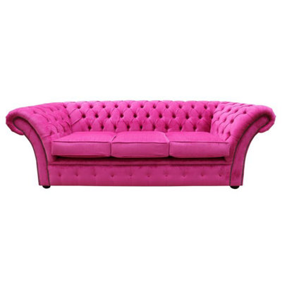 Chesterfield 3 Seater Azzuro Fuchsia Pink Fabric Sofa Bespoke In Balmoral Style from B&Q