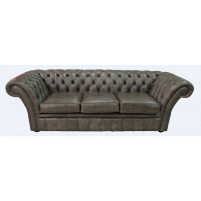 Chesterfield 3 Seater Bronx High Plains Leather Sofa Settee In Balmoral Style from B&Q