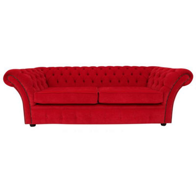 Chesterfield 3 Seater Pimlico Rouge Red Fabric Sofa Bespoke In Balmoral Style from B&Q