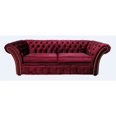Chesterfield 3 Seater Velvet Rosso Red Sofa Bespoke In Balmoral Style from B&Q