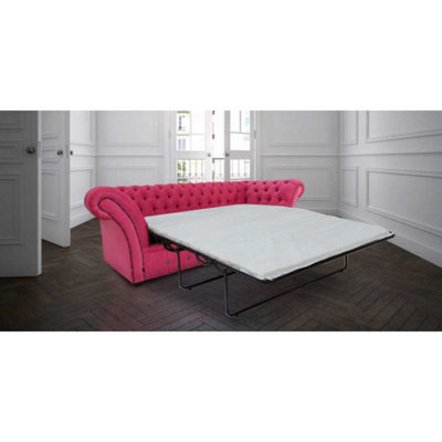 Chesterfield 3 Seater Azzuro Fuchsia Pink Fabric Sofabed In Balmoral Style from B&Q