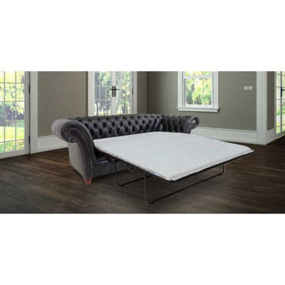 Chesterfield 3 Seater Old English Black Leather Sofabed In Balmoral Style from B&Q