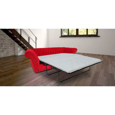 Chesterfield 3 Seater Pimlico Rouge Red Fabric Sofabed In Balmoral Style from B&Q