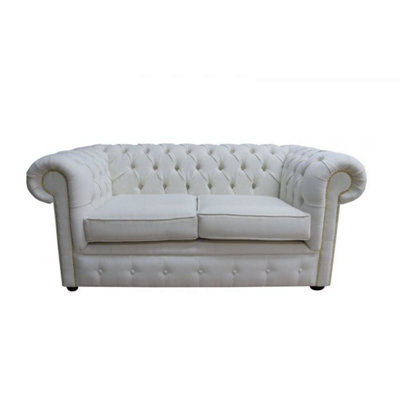 Chesterfield 2 Seater Sofa Settee Pimlico Oyster Real Fabric In Classic Style from B&Q