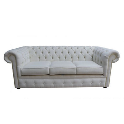 Chesterfield 3 Seater Sofa Pimlico Oyster Real Fabric In Classic Style from B&Q