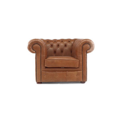 Chesterfield Handmade Low Back Club Armchair Old English Tan Real Leather In Classic Style from B&Q
