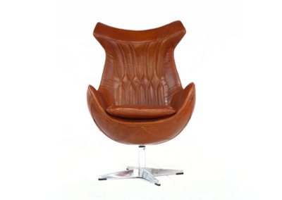  - Aviator Enterprise Armchair Swivel Egg Vintage Tan Distressed Real Leather