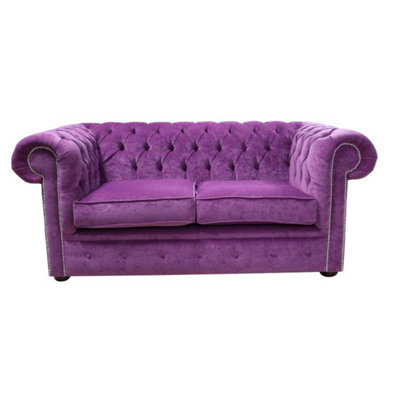 Chesterfield Custom Made 2 Seater Settee Sofa Pimlico Grape Real Fabric from B&Q