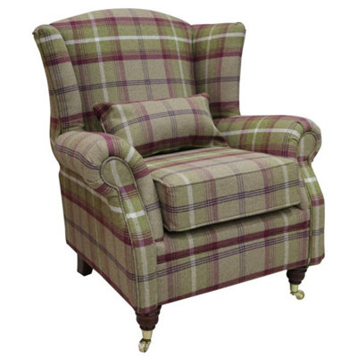 Wing Chair Original Fireside High Back Armchair P And S Balmoral Heather Check Real Fabric from B&Q