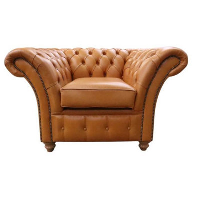 Chesterfield Club Chair Old English Buckskin Leather In Balmoral Style from B&Q