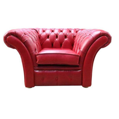 Chesterfield Club Armchair Old English Gamay Red Leather In Balmoral Style from B&Q
