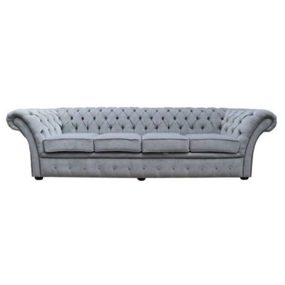 Chesterfield 4 Seater Sofa Settee Pimlico Grey Fabric In Balmoral Style from B&Q