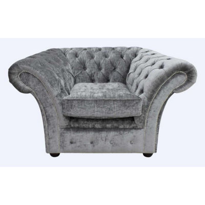 Chesterfield Club Armchair Modena Smoke Velvet Fabric In Balmoral Style from B&Q