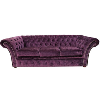 Chesterfield 3 Seater Sofa Modena Amethyst Purple Velvet In Balmoral Style from B&Q