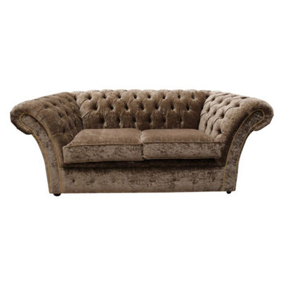 Chesterfield 2 Seater Sofa Settee Modena Latte Brown Velvet In Balmoral Style from B&Q