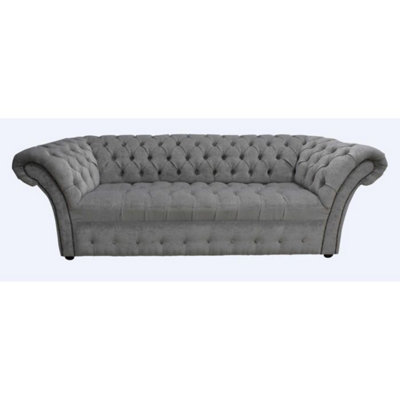 Chesterfield 3 Seater Buttoned Seat Sofa Pimlico Grey Fabric In Balmoral Style from B&Q