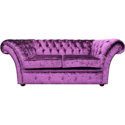Chesterfield 2 Seater Sofa Settee Boutique Cursh Purple Velvet Fabric In Balmoral Style from B&Q