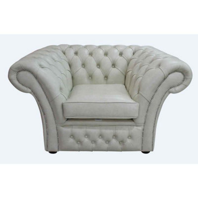 Chesterfield Club Armchair Stella Ice Real Leather In Balmoral Style from B&Q