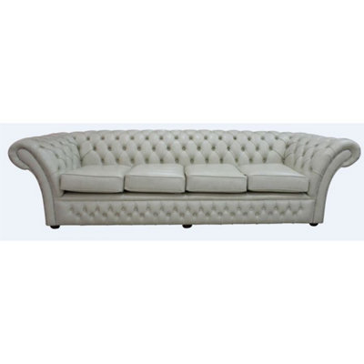 Chesterfield 4 Seater Sofa Settee Stella Ice Grey Leather Dbb In Balmoral Style from B&Q