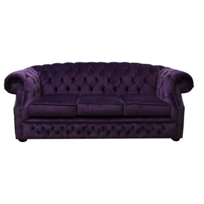 Chesterfield 3 Seater Sofa Velluto Amethyst Purple Fabric In Buckingham Style from B&Q
