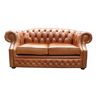 Chesterfield 2 Seater Sofa Old English Bruciato Leather In Buckingham Style from B&Q