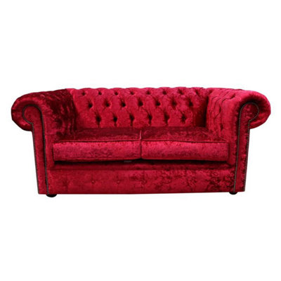 Chesterfield 2 Seater Sofa Settee Shimmer Red Velvet In Classic Style from B&Q