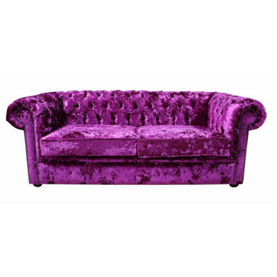 Chesterfield 3 Seater Sofa Settee Lustro Glamour Pink Velvet In Classic Style from B&Q